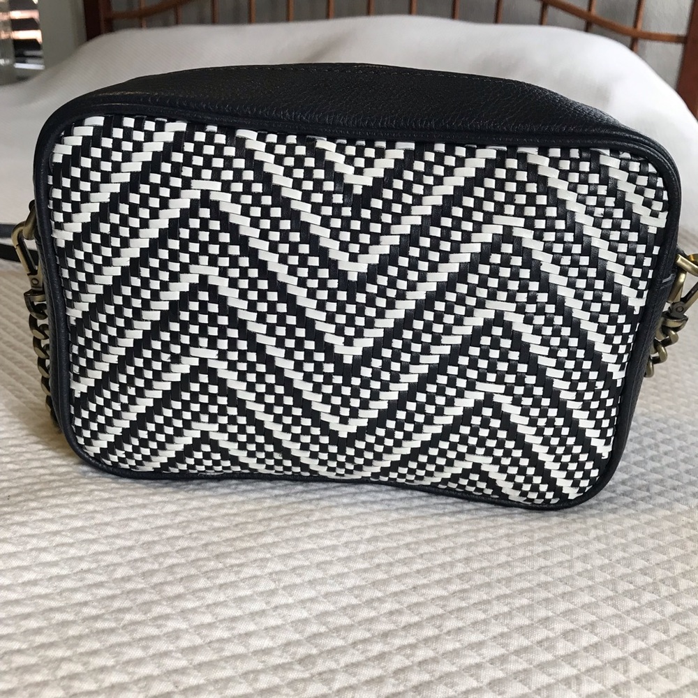 Michael Kors navy & white woven leather crossbody bag
